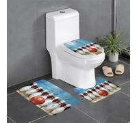 kkvhhyuo bowling Print Bath Mat Set 3-Piece, Soft Water Absorbent Washable Floor Rugs with Stylish Design for Bathroom, Toilet, Pet Zones