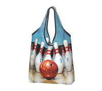 kkvhhyuo Bowling Print Large Foldable Shopping Tote Bag 3 Pcs, Reusable Tote Bags Washable Travel Recycle Folding Shopping Bag For Grocery, Outdoor Camping, Daily Use