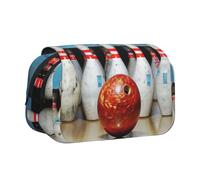 kkvhhyuo Bowling Print Pencil Case, Large Capacity Pencil Pouch Cute Pen Box with Double Zipper, Portable Pencil Bag for Students Office Travel Organization