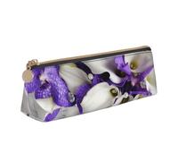 kkvhhyuo Bunch of Flowers Printed Small Pencil Pouch PU Leather Pen Bag Triangle Pencil Case Slim Zippered Portable Stationery Organizer for Students Artists Travel