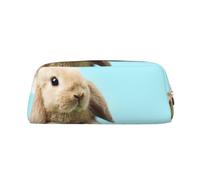 kkvhhyuo Bunny on Green Grass Printed Pencil Bag with Gold Zipper | Faux Leather Pencil Cases, Aesthetic Pencil Pouch, Makeup Bag Cosmetic Bag for Office Travel