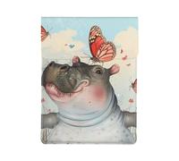 kkvhhyuo Butterfly and hippo Print Leather Laptop Sleeve 13 Inch, PU Leather Slim Protective Laptop Case Stylish Laptop Bag for Work and Travel