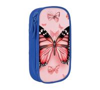 kkvhhyuo Butterfly Print Large Pencil Case, Zip Smooth Pencil Pouch for Girls Boys with 2 Compartment Multifunctional Pencils Bag for School Office Travel Makeup Bags, Blue