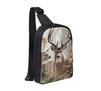 kkvhhyuo Camouflage Deer_1 Print Sling Bag Cross Body Chest Bag with Dual Zipper Pockets Adjustable Strap Lightweight Shoulder Bag for Traveling Running Cycling