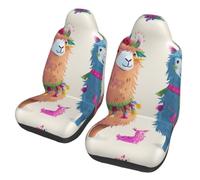 kkvhhyuo Car Seat Covers 2 Pack, Stretchable Polyester Front Seat Protectors, Universal Fit Auto Interior Accessories(Alpaca Llama)