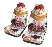 kkvhhyuo Car Seat Covers 2 Pack, Stretchable Polyester Front Seat Protectors, Universal Fit Auto Interior Accessories(Delicious Cupcakes)