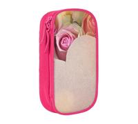 kkvhhyuo Card Heart Shape Flowers Pencil Case, Double Layer Pen Bags | Large Capacity Pencil Box, Oxford Fabric Stationery Organizer Bag for School Office Travel Kids, Pink