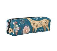 kkvhhyuo Cartoon Deer Flower Pencil Case PU Leather Silver Zipper | Large Capacity Pen Pouch Stationery Organizer Bag For School Office Travel Makeup