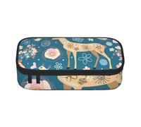 kkvhhyuo Cartoon Deer Flower Print Pencil Case Large Pencil Box Pouch with Zipper Lightweight Pencil Bag for Students Office Supplies Travel Makeup Bag