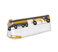 kkvhhyuo Cartoon Heavy Machinery Truck Printed Small Pencil Pouch PU Leather Pen Bag Triangle Pencil Case Slim Zippered Portable Stationery Organizer for Students Artists Travel
