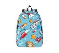 kkvhhyuo Cartoon medicine pattern Print Canvas Backpack, Lightweight School Backpack Travel Laptop Backpack for Men Women Work Sports Travel Flight, S