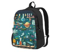 kkvhhyuo Cartoon Science Theme Printed Large Capacity Backpack, Laptop Backpack with Laptop Compartment, School Backpack Travel Rucksack for School Work Hiking
