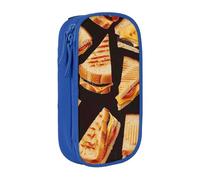 kkvhhyuo Cheese Sandwiches Print Large Pencil Case, Zip Smooth Pencil Pouch for Girls Boys with 2 Compartment Multifunctional Pencils Bag for School Office Travel Makeup Bags, Blue