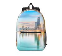 kkvhhyuo Chicago Downtown Sunset School Bags Unisex 17" Kids Backpack | Lightweight Travel Daypack Laptop Backpacks With Multiple Pockets For Students Travel Work Daily