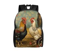 kkvhhyuo Chicken And Rooster Print Printed School Backpack, Lightweight Laptop Backpack Casual Daypack for Boys Girls Teen Adult