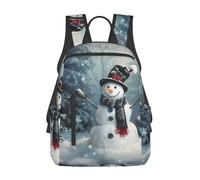 kkvhhyuo Christmas Happy Snowman 1 Print Laptop Backpack For Women Men, Large Sturdy Carry On Travel Backpack Gifts For Work Gym Weekend Hiking.