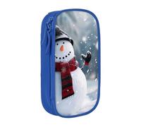 kkvhhyuo Christmas Happy Snowman Print Large Pencil Case, Zip Smooth Pencil Pouch for Girls Boys with 2 Compartment Multifunctional Pencils Bag for School Office Travel Makeup Bags, Blue