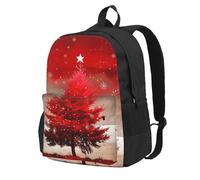 kkvhhyuo Christmas Tree Red Printed Large Capacity Backpack, Laptop Backpack with Laptop Compartment, School Backpack Travel Rucksack for School Work Hiking
