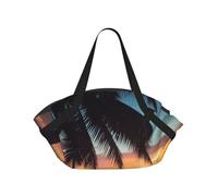 kkvhhyuo Coconut Beach Sunset Hammock Print Camping Bag Foldable Shopping Beach Shoulder Bags with Convertible Pad Design for Beach, Picnics, Hiking & Festival Use.