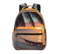 kkvhhyuo Coconut Beach Sunset Hammock Print Casual Backpack, Lightweight Travel Laptop Daypack Backpack for Men and Women, School Backpack for Boys and Girls