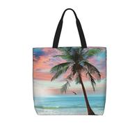 kkvhhyuo Coconut Palm Tree Sandy Beach Print Shoulder Bag, Lightweight Tote Bag for Women, Shopping Beach Bag Handbags for School Work Shopping Travel Daily Use
