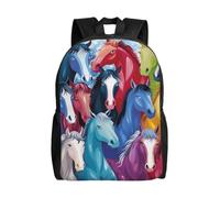 kkvhhyuo Colorful Cartoon Horses Print Casual Backpack, Lightweight Foldable Travel Backpack for Men and Women, School Bag with Laptop Compartment for College Work