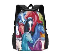 kkvhhyuo Colorful Cartoon Horses Travel Backpack, Laptop Bag | Laptop Large Capacity Rucksack, Lightweight Polyester School Rucksack, Fashion Backpack for College Work Travel