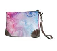 kkvhhyuo Colorful Marble Pastel Pink Blue Purple Print Leather Clutch Bag leather Handbags Women's purse with Detachable Wrist Strap for Evening, Wedding & Party