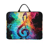 kkvhhyuo Colorful Music Notes Print Laptop Sleeve 14 Inch, Stylish Protective Soft Laptop Bag Slim-Fit Computer Bag for Work, Study & Travel