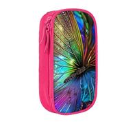 kkvhhyuo Colorful Rainbow Butterfly Print Large Pencil Case, Zip Smooth Pencil Pouch for Girls Boys with 2 Compartment Multifunctional Pencils Bag for School Office Travel Makeup Bags, Pink