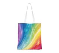 kkvhhyuo Colorful Stripes Rainbow Print Canvas Tote Bag, Large Handbag with Reinforced Handles Simple Shoulder Bag for College School Work Travel Shopping Daily Use