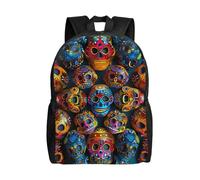 kkvhhyuo Colorful Sugar Skulls Printed School Backpack, Lightweight Laptop Backpack Casual Daypack for Boys Girls Teen Adult