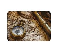 kkvhhyuo Compass and Old World Map Print Door Mat 40 x 60 cm, Dirt Trapper Machine Washable Entryway Rug, Dog Door Mat, Super Absorbent Entrance Rug For Front Door, Back Door