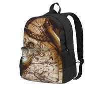 kkvhhyuo Compass and Old World Map Printed Large Capacity Backpack, Laptop Backpack with Laptop Compartment, School Backpack Travel Rucksack for School Work Hiking