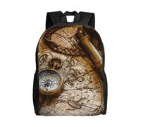 kkvhhyuo Compass and Old World Map Printed School Backpack, Lightweight Laptop Backpack Casual Daypack for Boys Girls Teen Adult