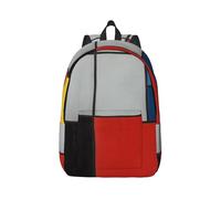 kkvhhyuo Composition in Red Yellow Blue and Black Print Canvas Backpack, Lightweight School Backpack Travel Laptop Backpack for Men Women Work Sports Travel Flight, M