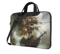 kkvhhyuo Cool Pirate Ship Print Laptop Bag 15.6 inch, Laptop Case Sleeve Business Messenger Bag with Adjustable Shoulder Strap for Men Women to Work Travel School