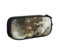 kkvhhyuo Cool Pirate Ship Print Large Capacity Pencil Case, Stationery Organizer Pencil Pouch Office Makeup Bag Portable Pen Bag for Boys Girls, Black