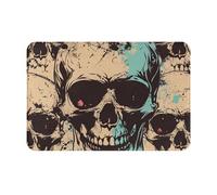 kkvhhyuo Cool Retro Skull Graphics Print Door mat 16 x 24 Inch, Washable Muddy Dirt Absorbent Low-Profile with Rubber Backing Indoor Door mat for Front Door, Kitchen, Pet Area, Laundry Room