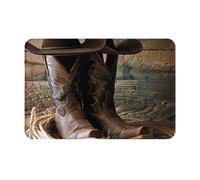 kkvhhyuo Cowboy Black Hat Western Boots Print Bathroom Rugs 40 x 60 cm, Soft Absorbent Washable Floor Rug for Home Entryway Kitchen Pet Areas Indoor Outdoor