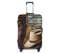 kkvhhyuo Cowgirl Boots Hat in Farm Print Luggage Cover Suitcase Protector Cover Elastic Fit Protective Travel Bag Sleeve for Suitcase 18-32 Inch Luggage, Black, X-Large, Print