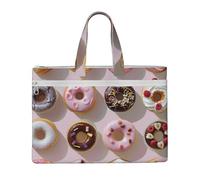 kkvhhyuo Cupcakes Donuts Muffins Sugar Print Document Bag, Lightweight Canvas Bag Handbag with Dual Zip Canvas Tote File Bag for Work Commuting Study and Everyday Carry
