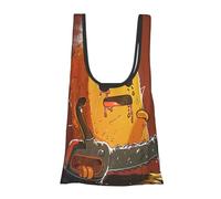 kkvhhyuo Cute Crying Chainsaw Print Reusable Shopping Bag, Foldable Grocery Bags in Pouch Portable Storage Bags for Daily Shopping Groceries Travel Storage