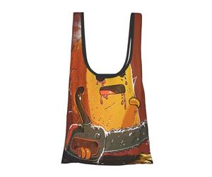 kkvhhyuo Cute Crying Chainsaw Print Reusable Shopping Bag, Foldable Grocery Bags in Pouch Portable Storage Bags for Daily Shopping Groceries Travel Storage
