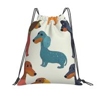 kkvhhyuo Cute Dachshound Dogs Printed Drawstring Backpack Large Foldable Draw String Bag with Adjustable Straps for Sports Travel Swimming School