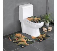kkvhhyuo Cute dinosaur Print Bath Mat Set 3-Piece, Soft Water Absorbent Washable Floor Rugs with Stylish Design for Bathroom, Toilet, Pet Zones