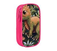 kkvhhyuo Cute Dinosaur Print Large Pencil Case, Zip Smooth Pencil Pouch for Girls Boys with 2 Compartment Multifunctional Pencils Bag for School Office Travel Makeup Bags, Pink
