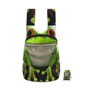 kkvhhyuo Cute Frog Art Print Foldable Backpack, Ultra Lightweight 16L Compact Travel Pack with Storage Bag Design for Hiking Daily Commute Shopping and Outdoor Adventures