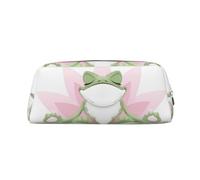 kkvhhyuo Cute Funny Frog Doing Yoga Printed Pencil Bag with Silver Zipper | Faux Leather Pencil Cases, Aesthetic Pencil Pouch, Makeup Bag Cosmetic Bag for Office Travel