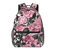 kkvhhyuo Cute Rose Mix Leopard Pattern Print Casual Backpack, Lightweight Bag Causal Daypack Casual Travel Bag for Men Women, School Bag School Backpack for Boys and Girls